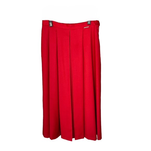 Geiger Collections Pure New Wool Red Pleated Midi Skirt Size 12 (42) Australian - Picture 7 of 7